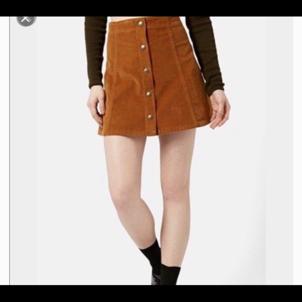 Topshop petite corduroy button up skirt